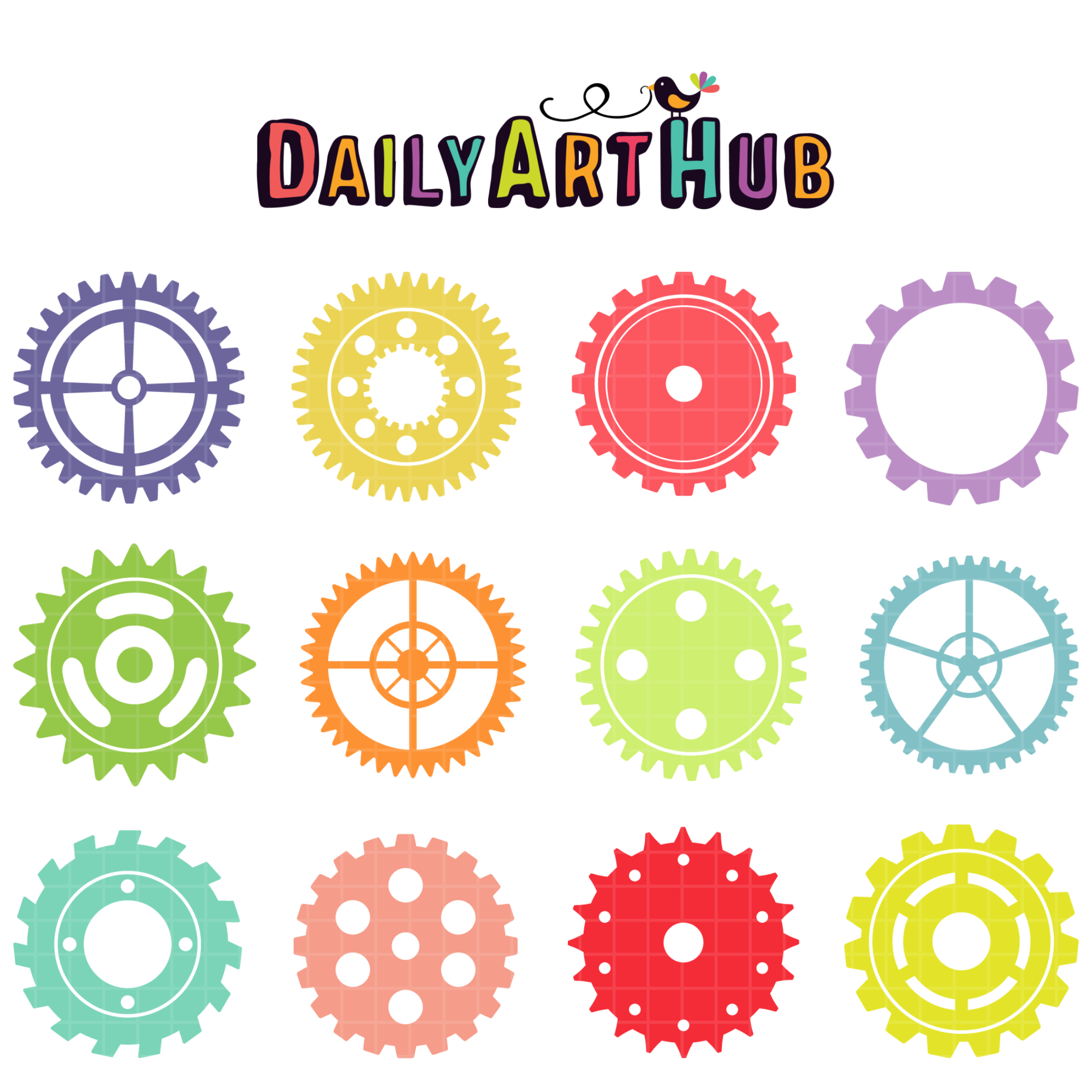 Machine Gears Clip Art Set