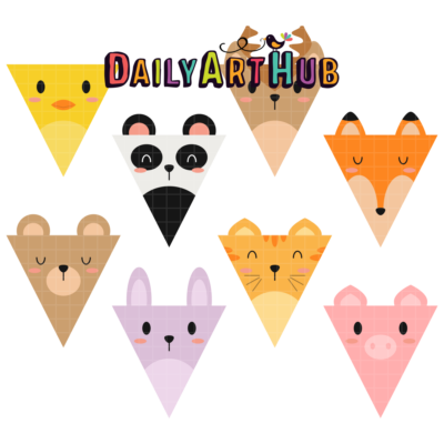 Animal Party Flags Clip Art Set