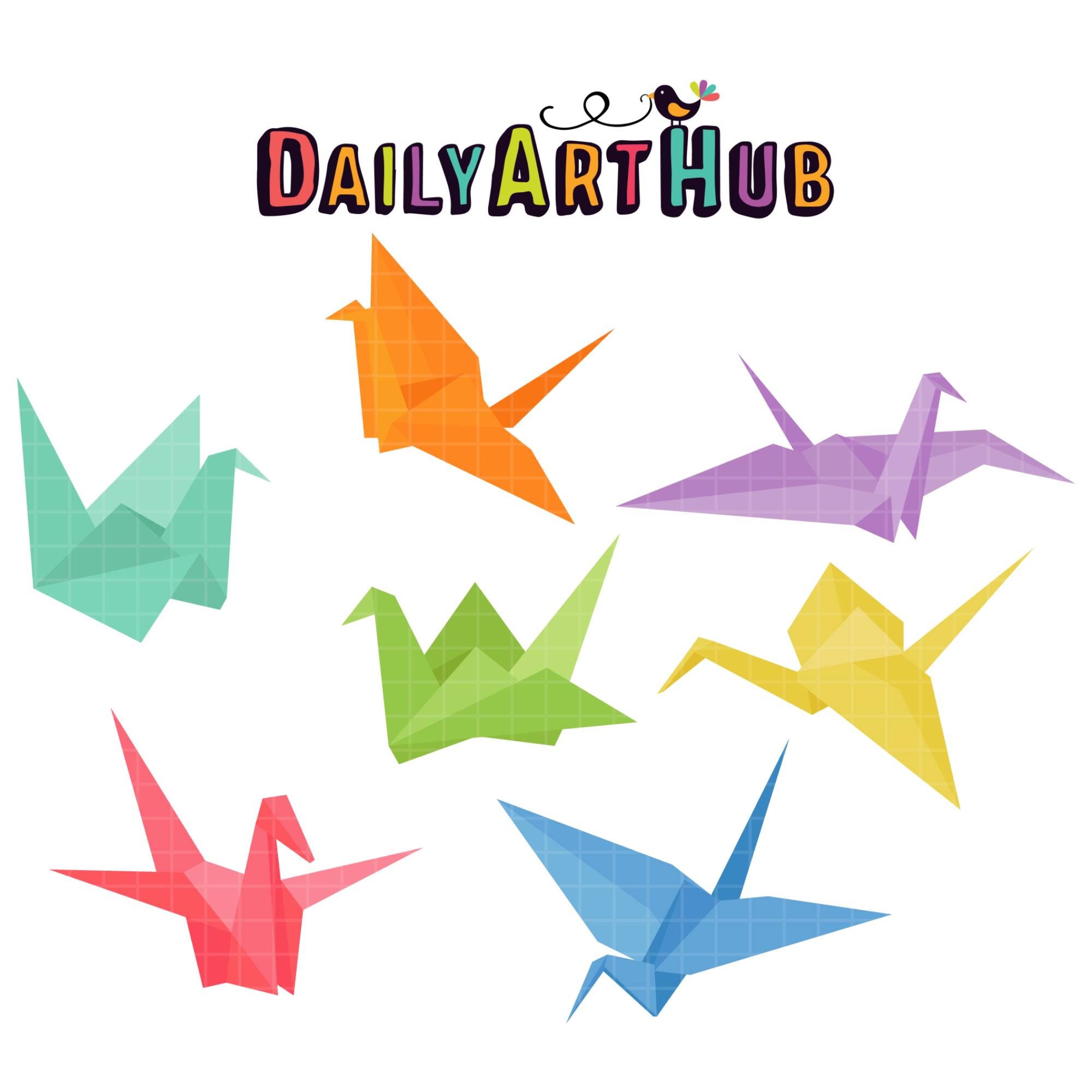 Paper Cranes Clip Art Set