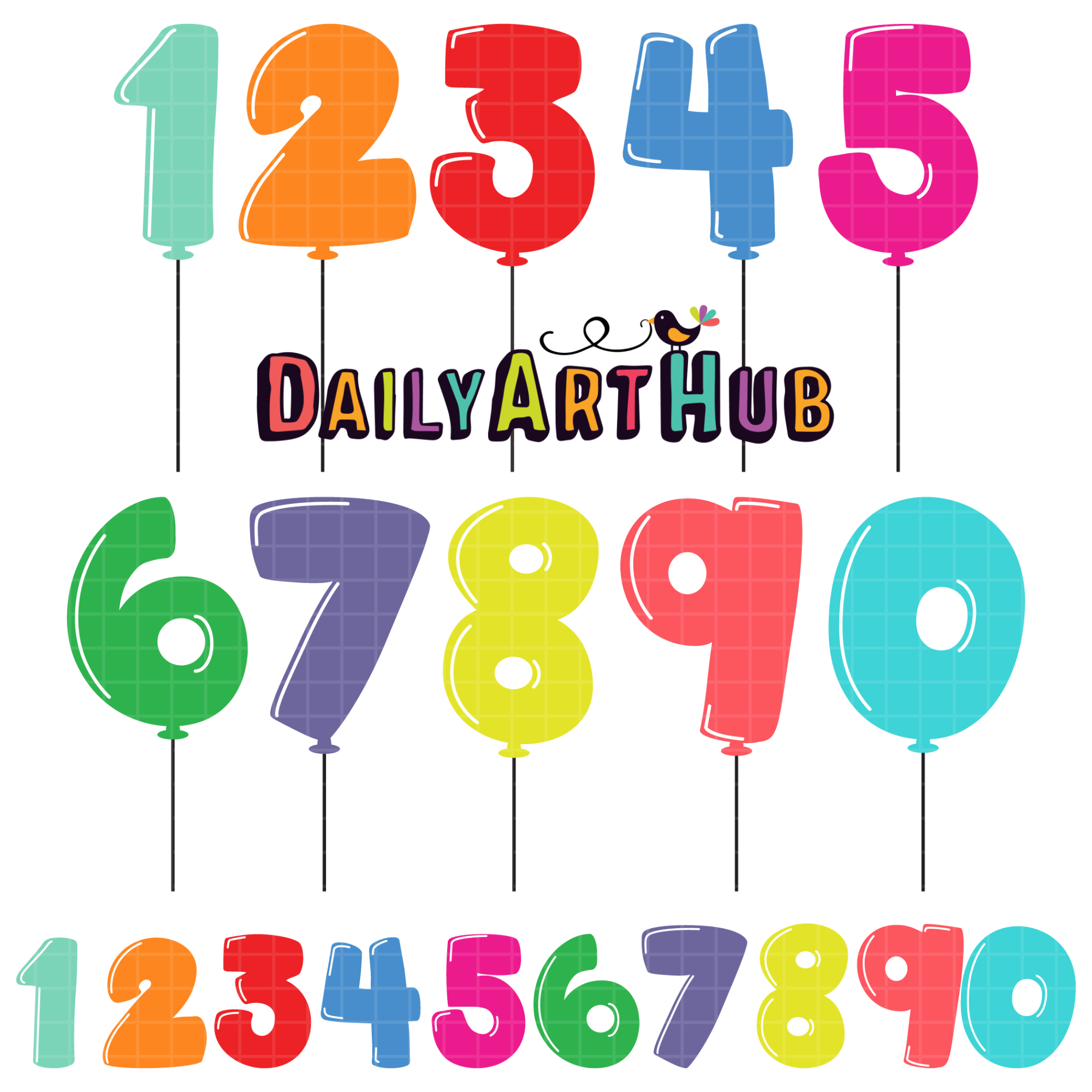 Number Balloons Clip Art Set