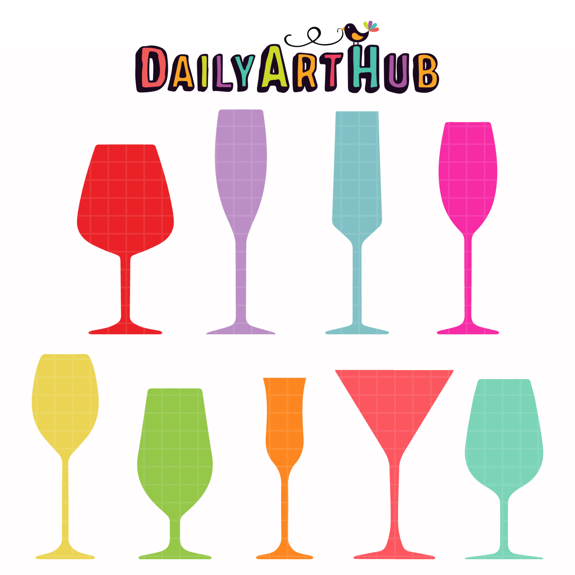Glass Silhouettes Clip Art Set